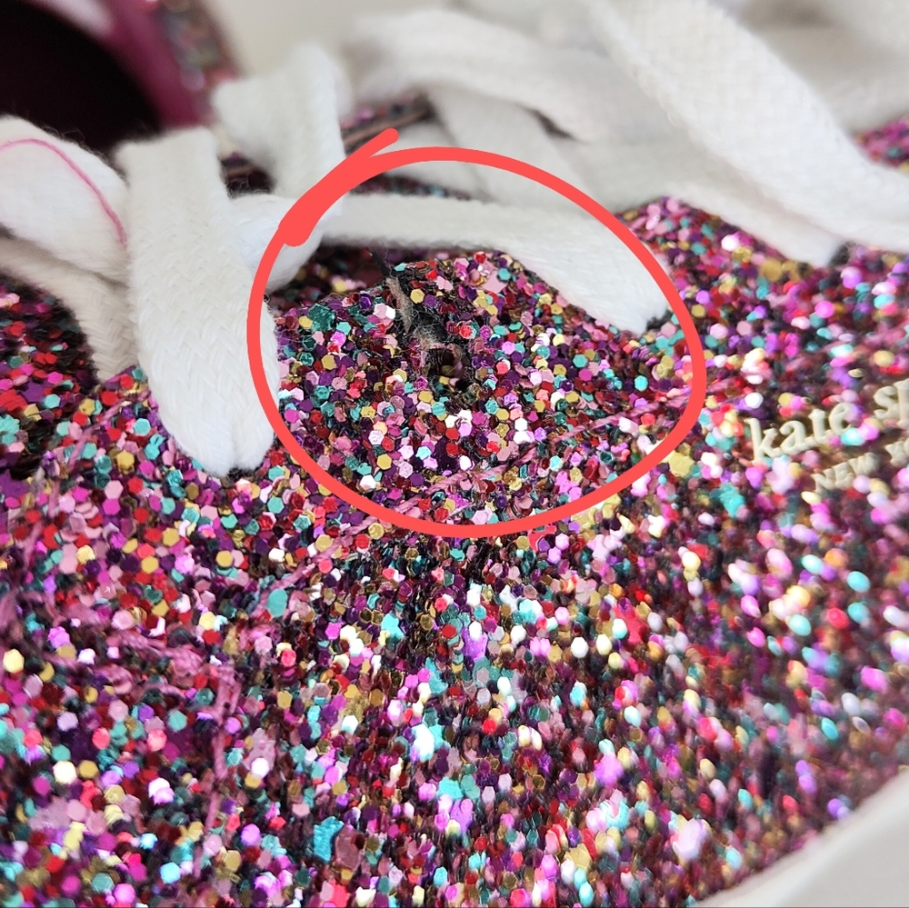 NEW Kate Spade Ace Glitter Sneakers Women's 8 Sparkly Shoes Lace-up Low Top Pink - Picture 9 of 10